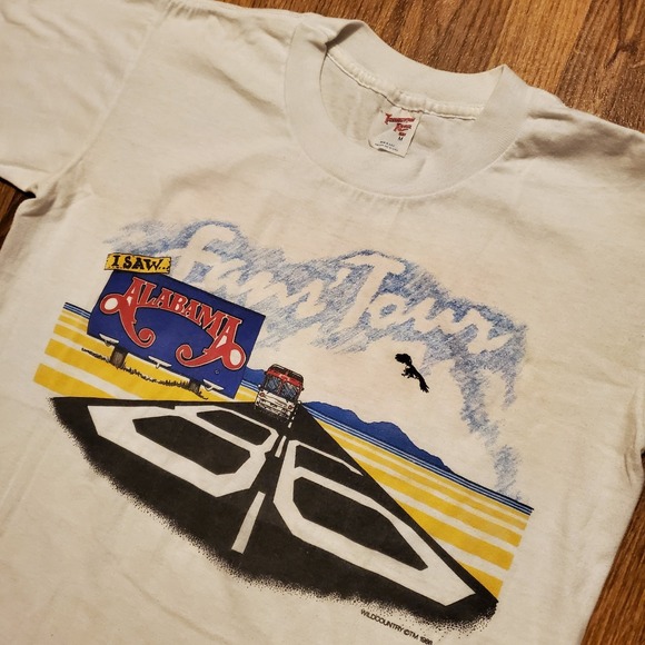 Vintage 80s Alabama Band Shirt Adult Medium White 'Fans Tour' 1986 Country Music - Picture 1 of 8